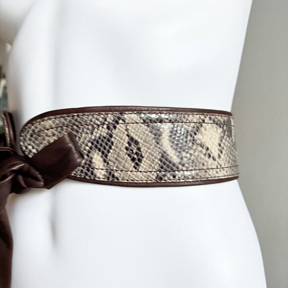 Marc Cain Leather Snakeskin Tie Front Belt - Picture 2 of 9